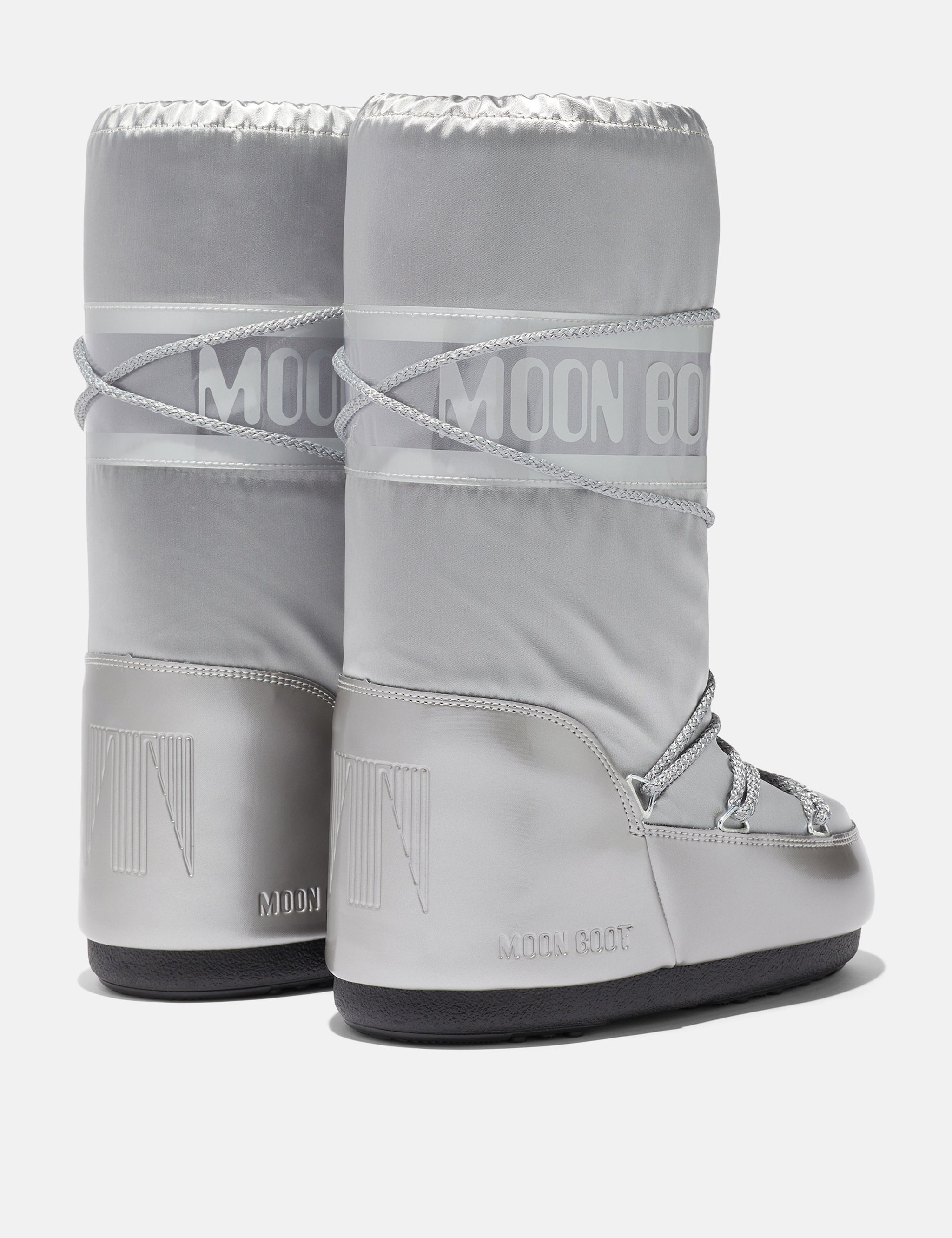 ICON GLANCE SILVER SATIN BOOTS