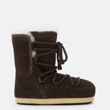 EVX DUNKELBRAUNE STIEFEL AUS VELOURSLEDER UND SHEARLING