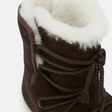 EVX DUNKELBRAUNE STIEFEL AUS VELOURSLEDER UND SHEARLING