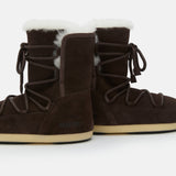 EVX DUNKELBRAUNE STIEFEL AUS VELOURSLEDER UND SHEARLING