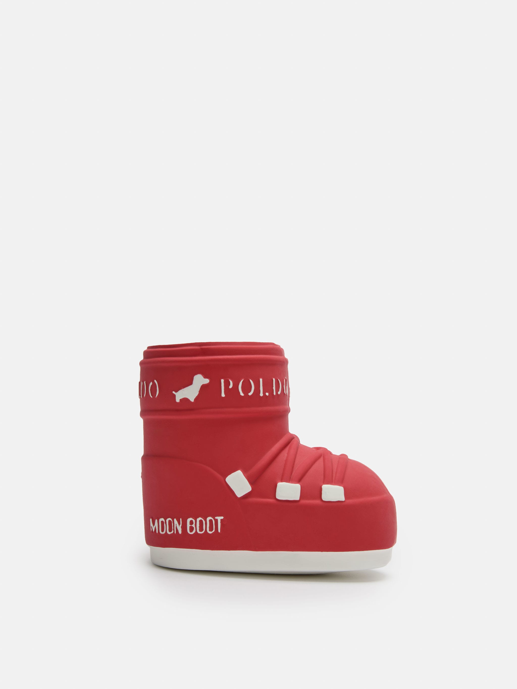 MOON BOOT X POLDO DOG COUTURE QUIETSCHENDES HUNDESPIELZEUG, ROT