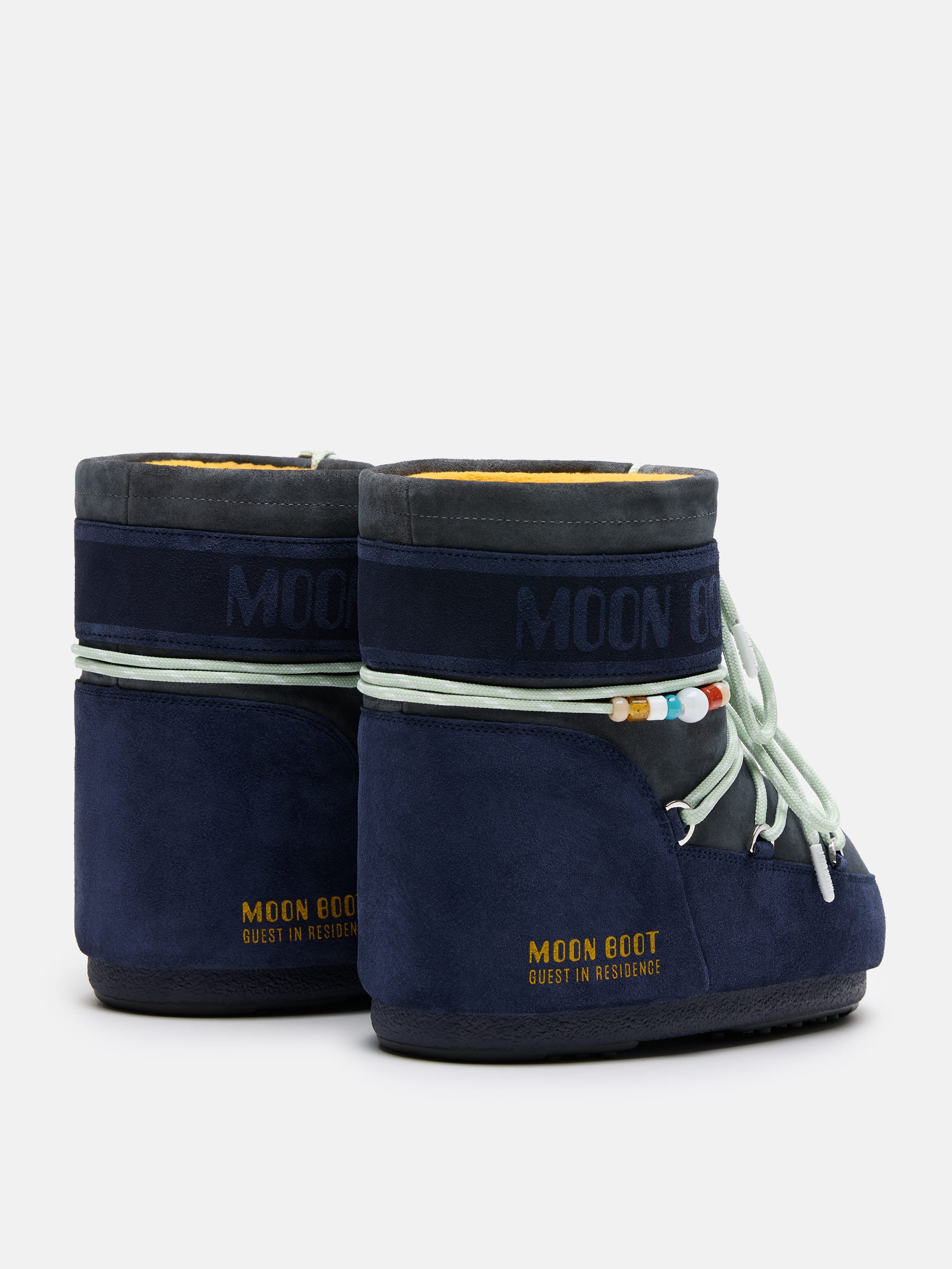 STIVALE ICON LOW MIDNIGHT E GRIGIO IN PELLE SCAMOSCIATA CON PERLINE MOON BOOT X GUEST IN RESIDENCE image number 1