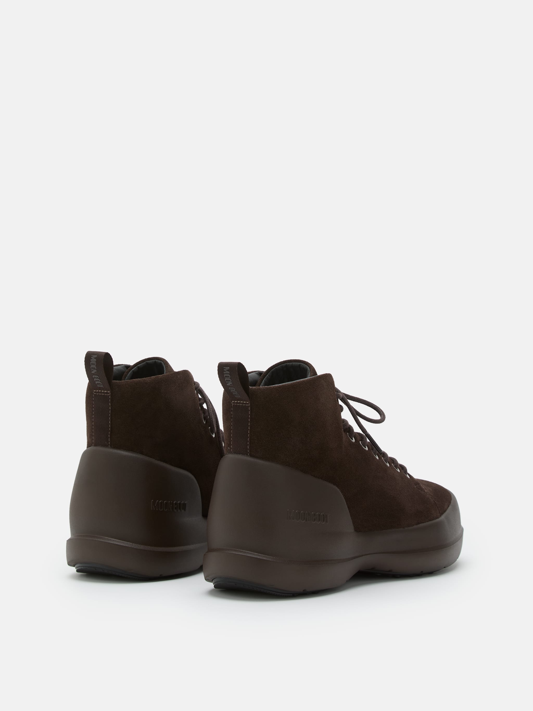 STIVALE MEZZALUNA MID IN PELLE SCAMOSCIATA CON LACCI MARRONE SCURO