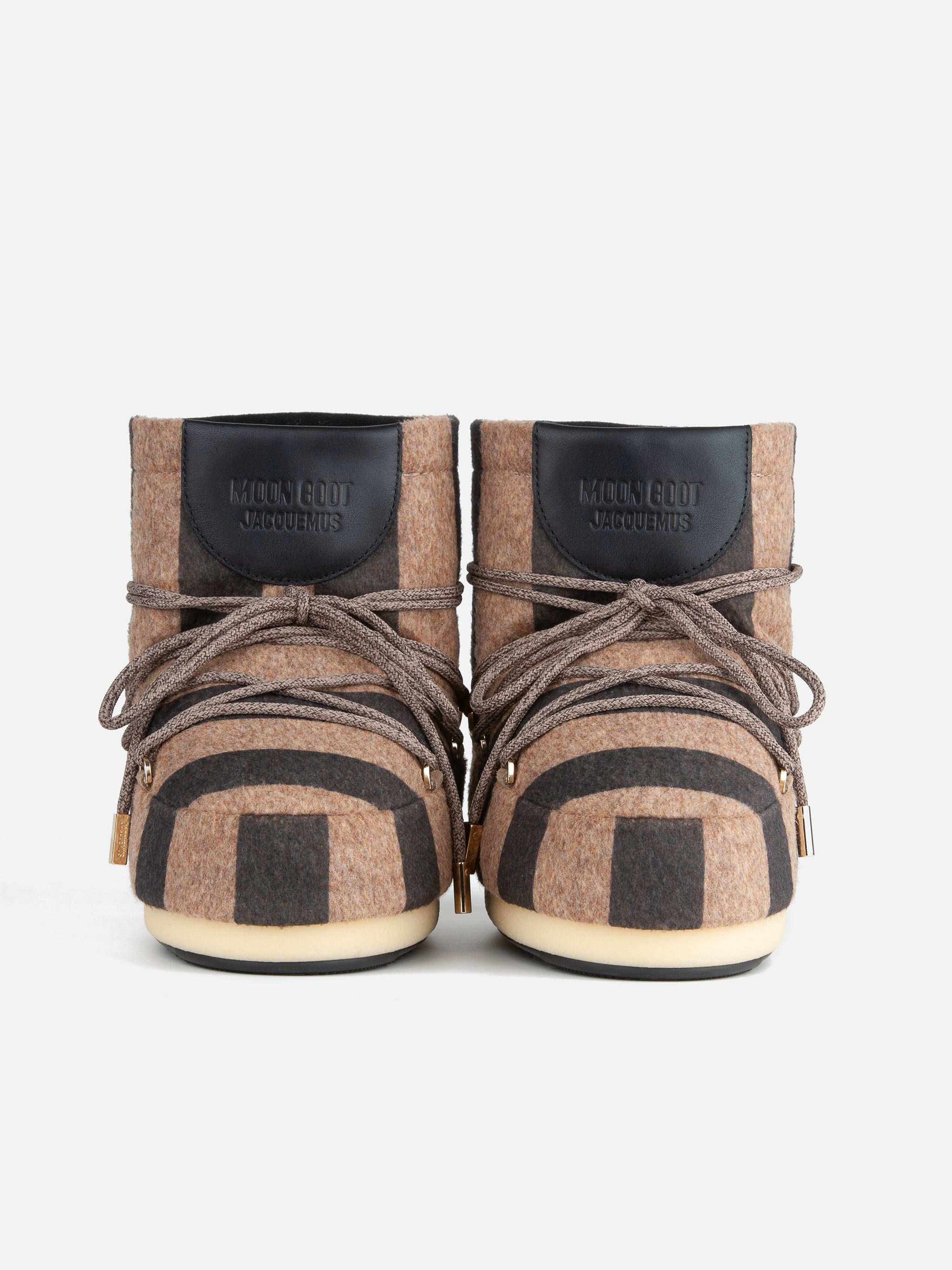 Jacquemus + Moon Boot BOTTES ICON LOW EN FEUTRE BEIGE &Agrave; RAYURES image number 5