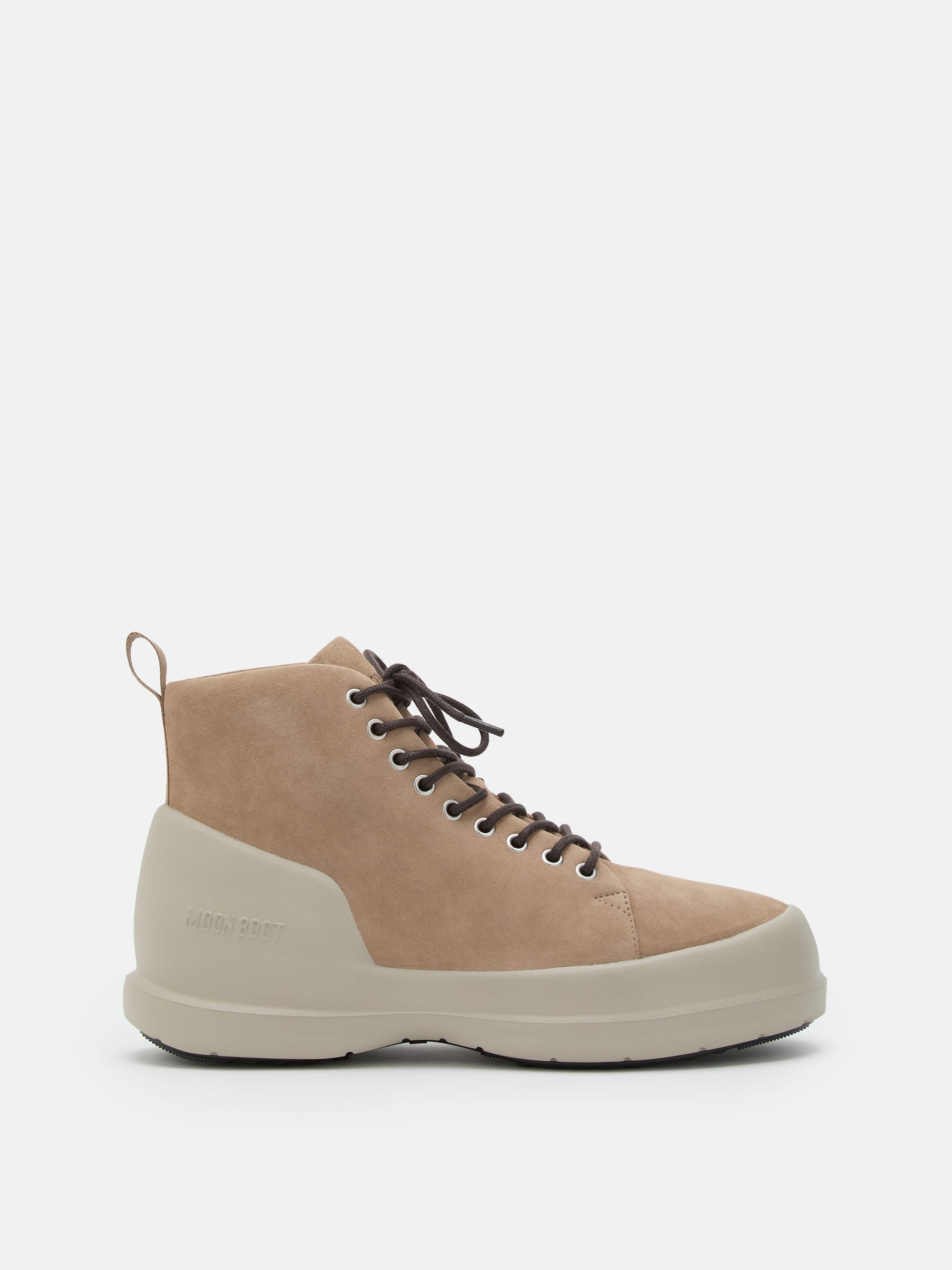 MEZZALUNA BEIGE SUEDE LACE UP MID BOOTS