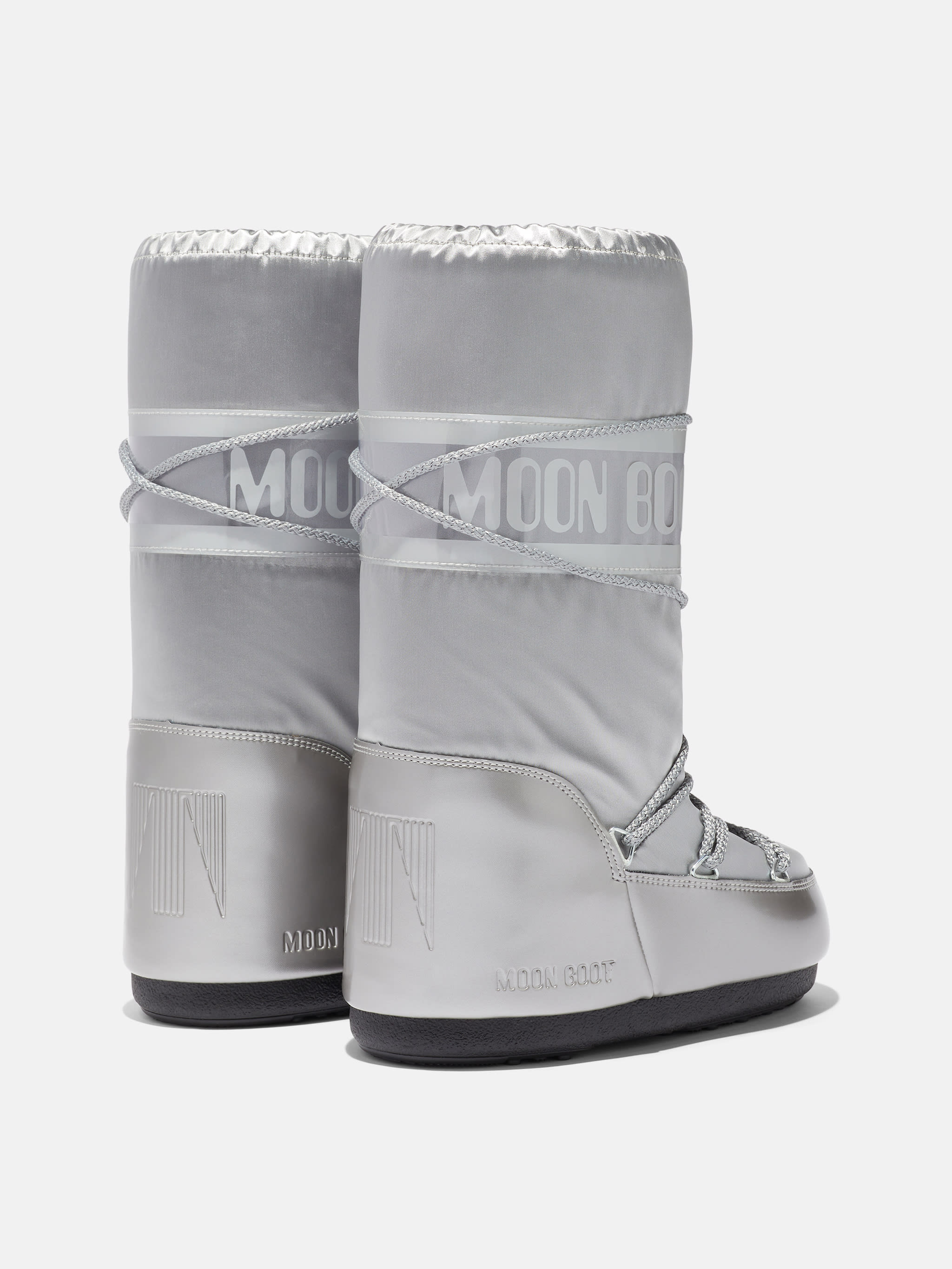 ICON GLANCE SILVER SATIN BOOTS | Moon Boot®