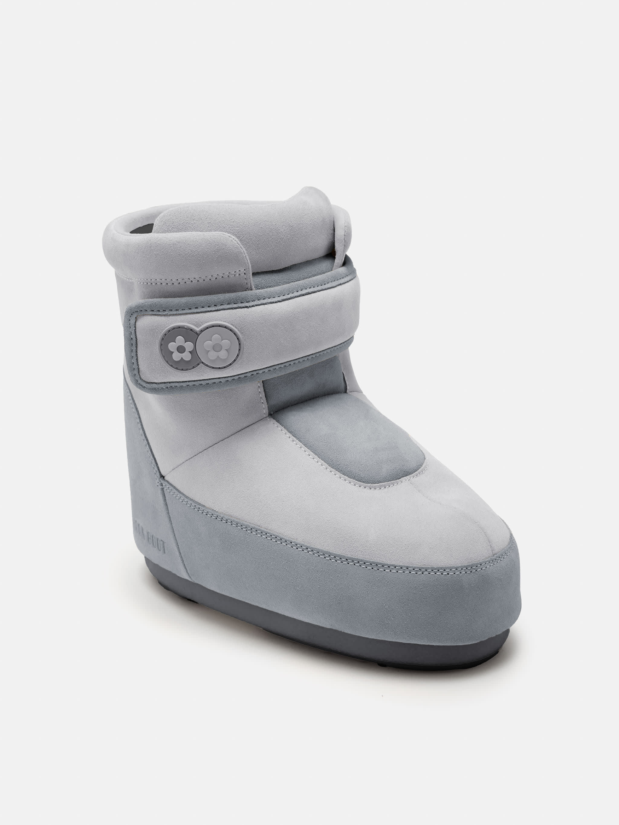MOON BOOT X VANDYTHEPINK® ICON STRAP GREY SUEDE BOOTS | Moon Boot®