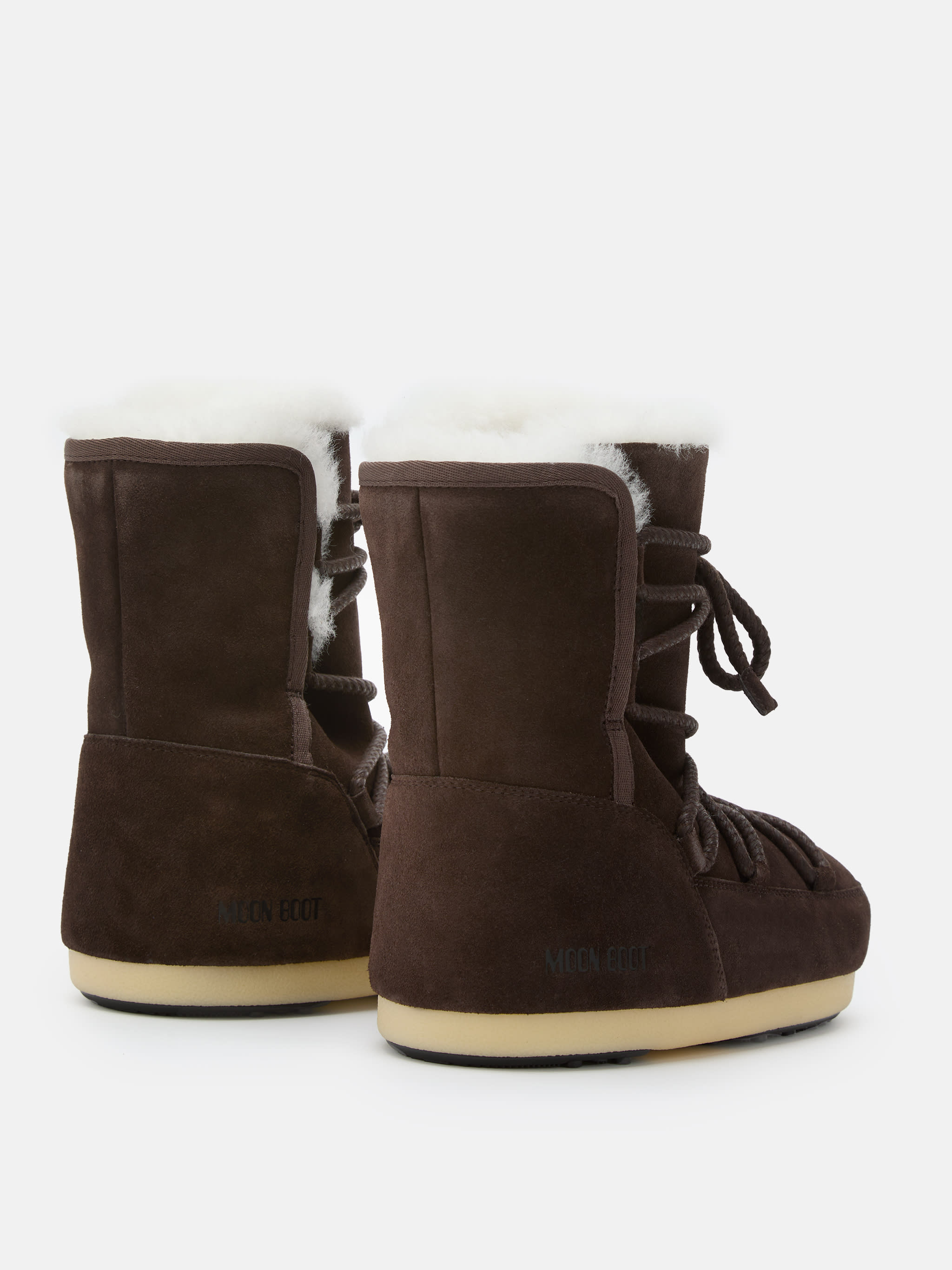 BOTTES EVX EN DAIM MARRON FONC&Eacute; ET SHEARLING