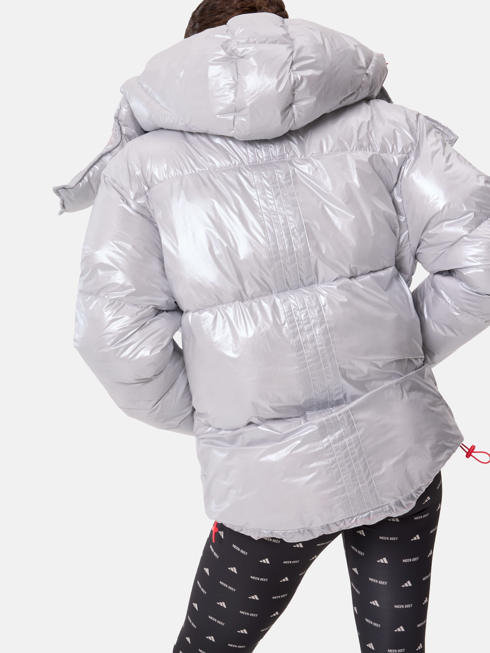 ADIDAS X MOON BOOT SILVER PUFFER JACKET image number 5