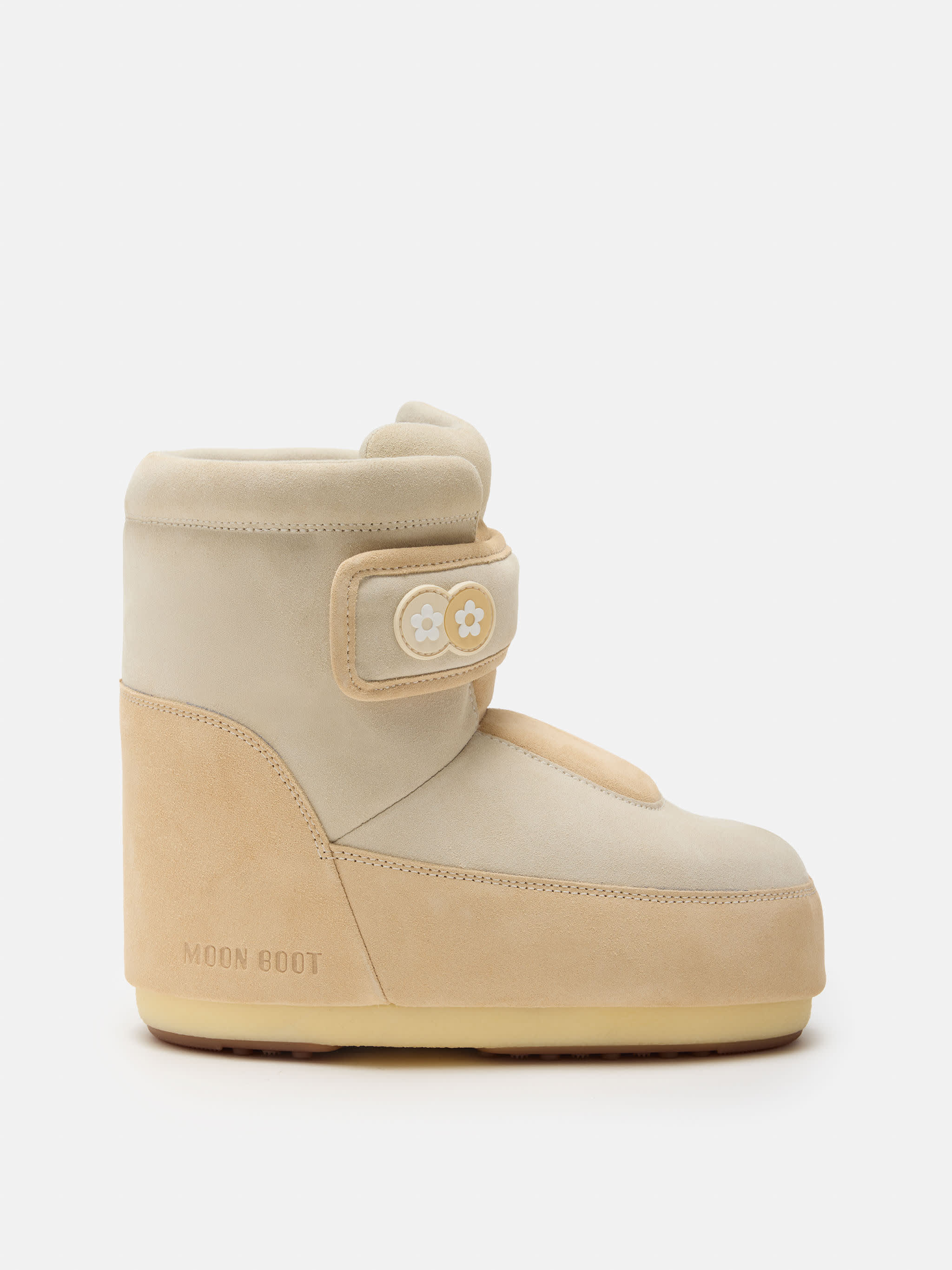 MOON BOOT X VANDYTHEPINK&reg; ICON STRAP BEIGE SUEDE BOOTS