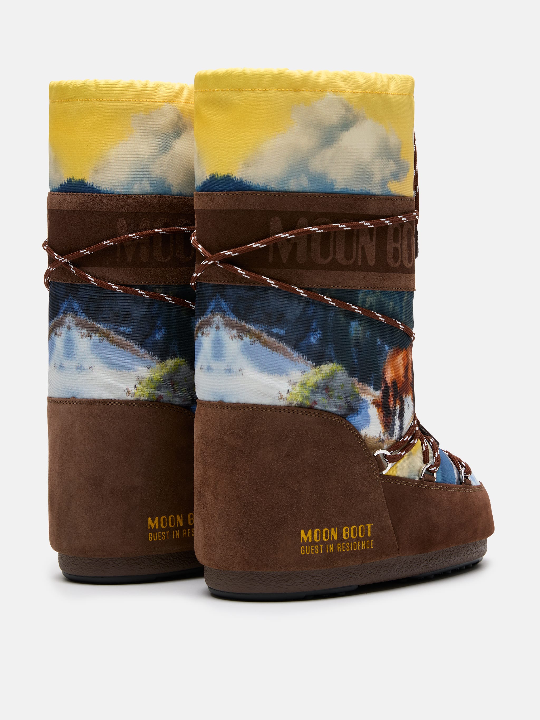 MOON BOOT X GUEST IN RESIDENCE ICON HIGH POSTCARD STIEFEL IN DUNKELBRAUN