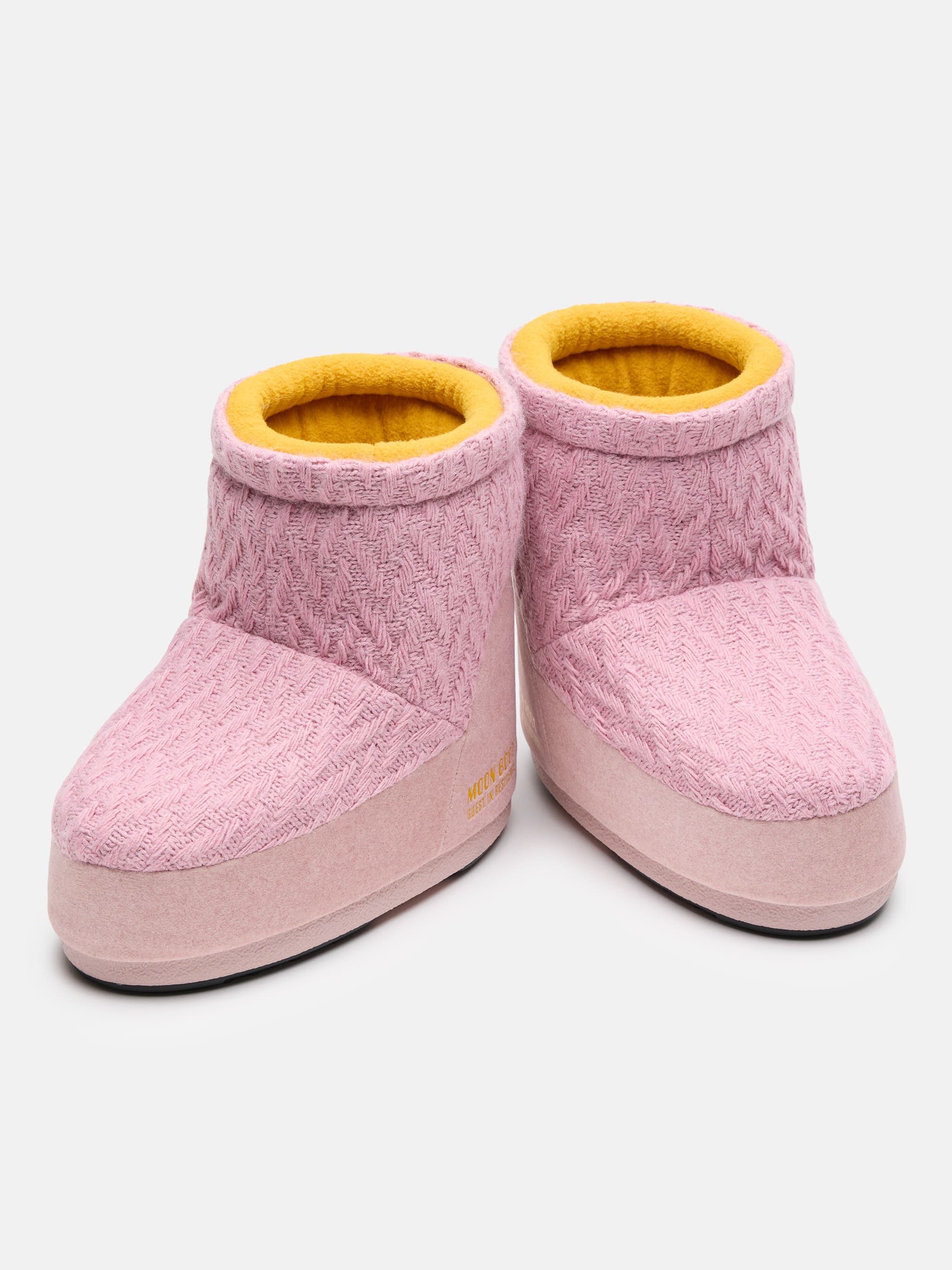 MOON BOOT X GUEST IN RESIDENCE ICON LOW NO LACE ROSE KNIT BOOTS image number 2