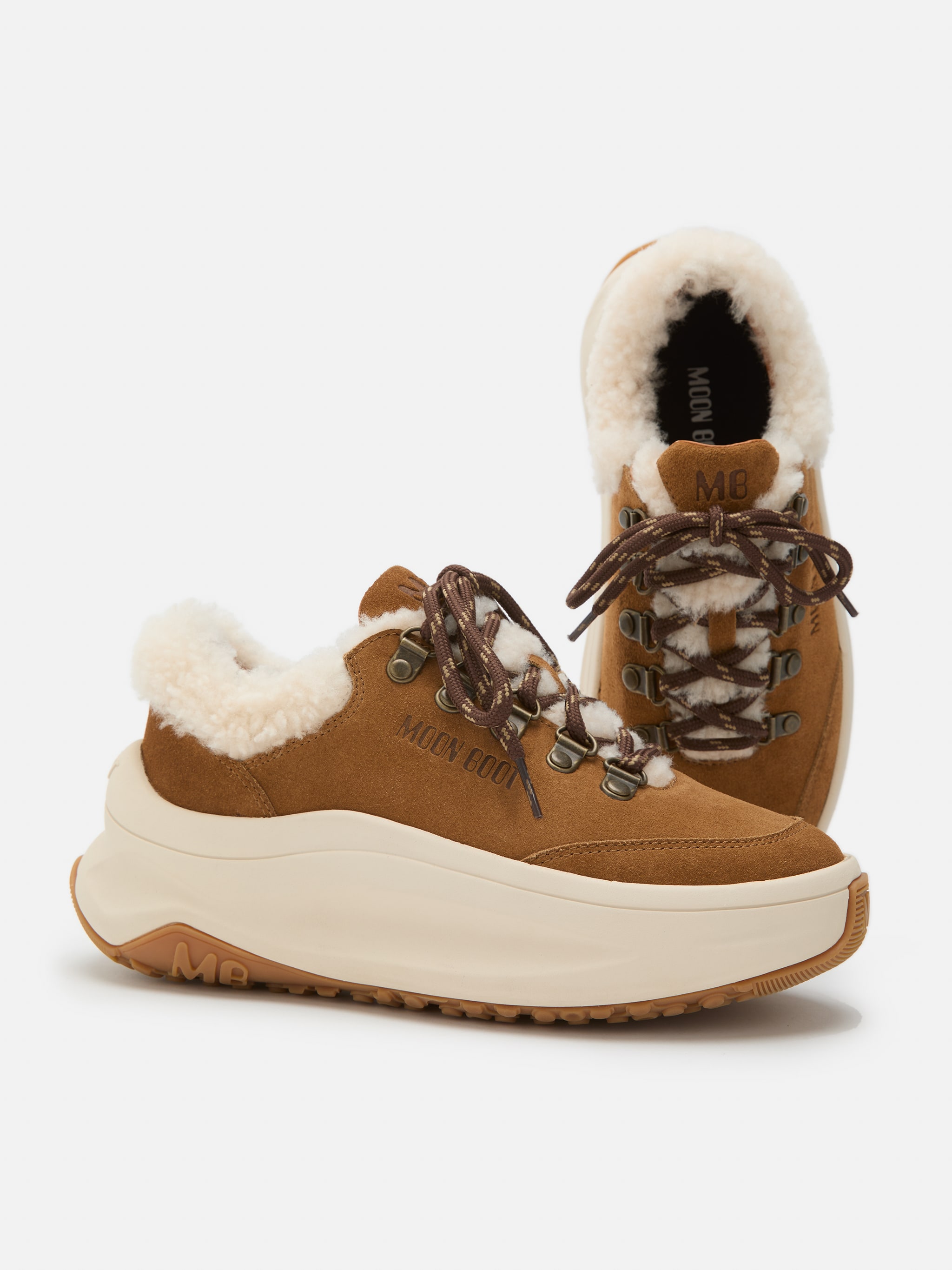 MOON247 CITY BRAUNE SNEAKERS AUS SHEARLING image number 3