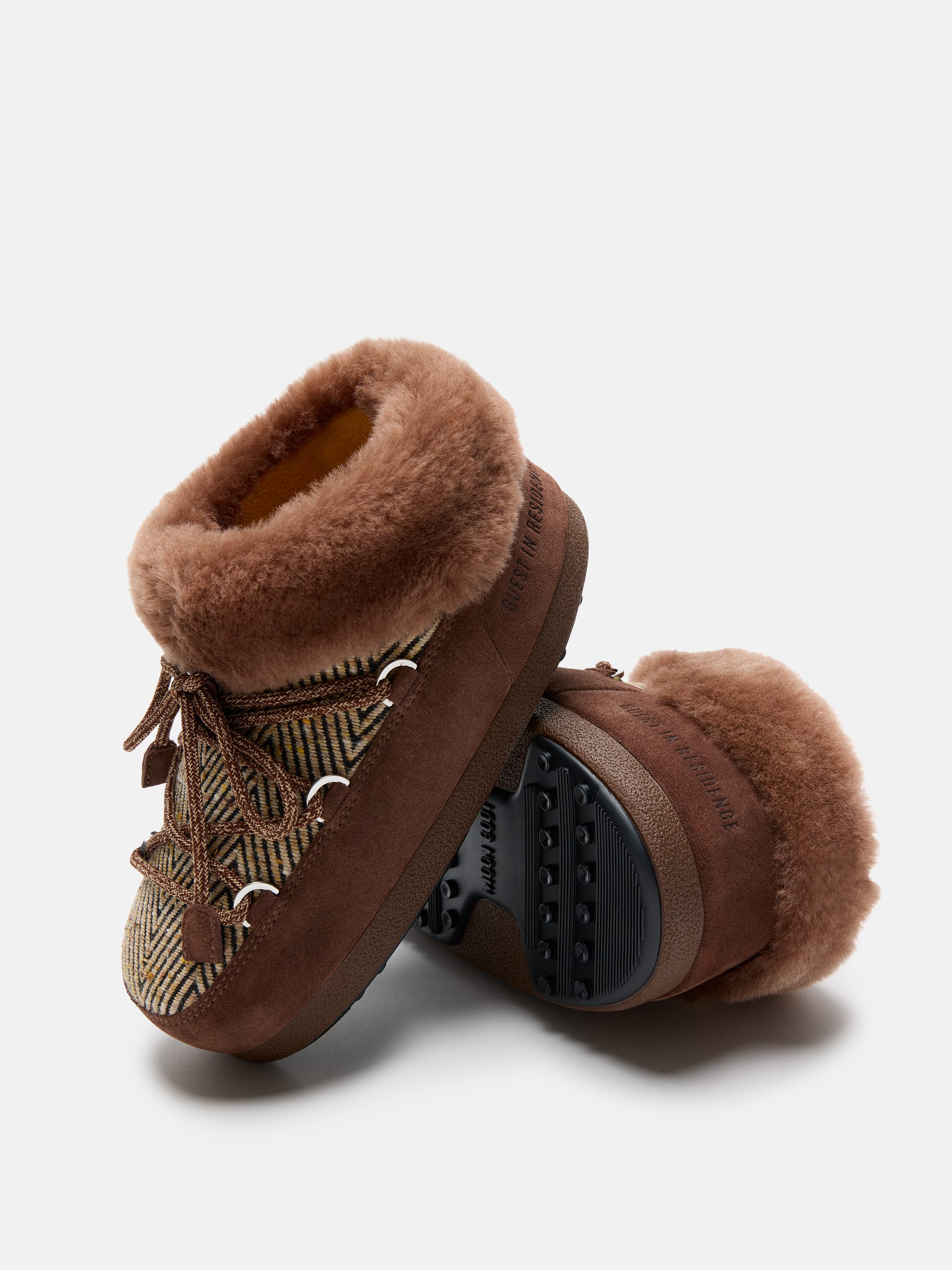 MOON BOOT X GUEST IN RESIDENCE EVX CHALET COCOA FAUX FUR MULES