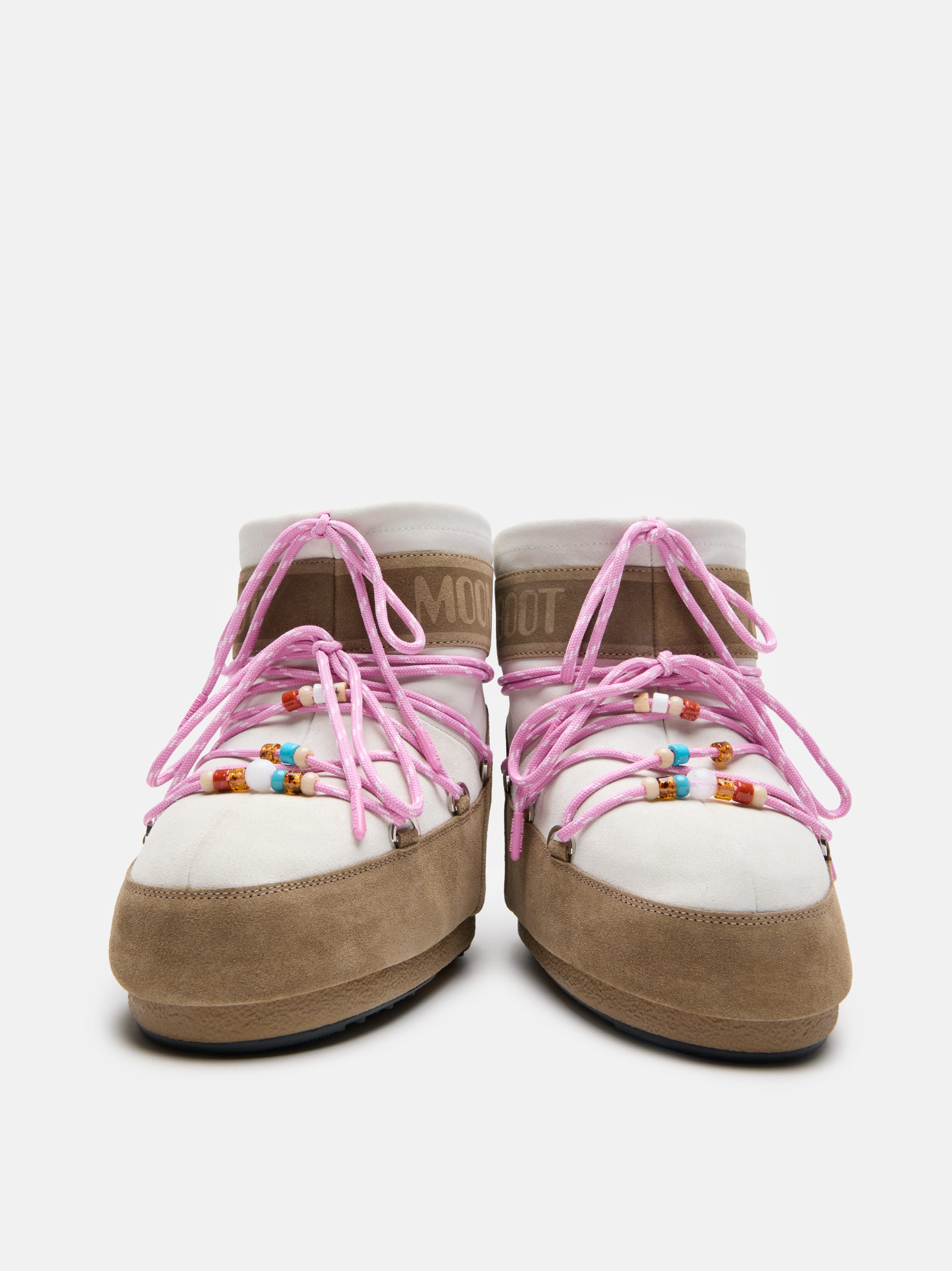 MOON BOOT X GUEST IN RESIDENCE ICON LOW HONEY & WHITE SAND BEADED SUEDE BOOTS image number 2