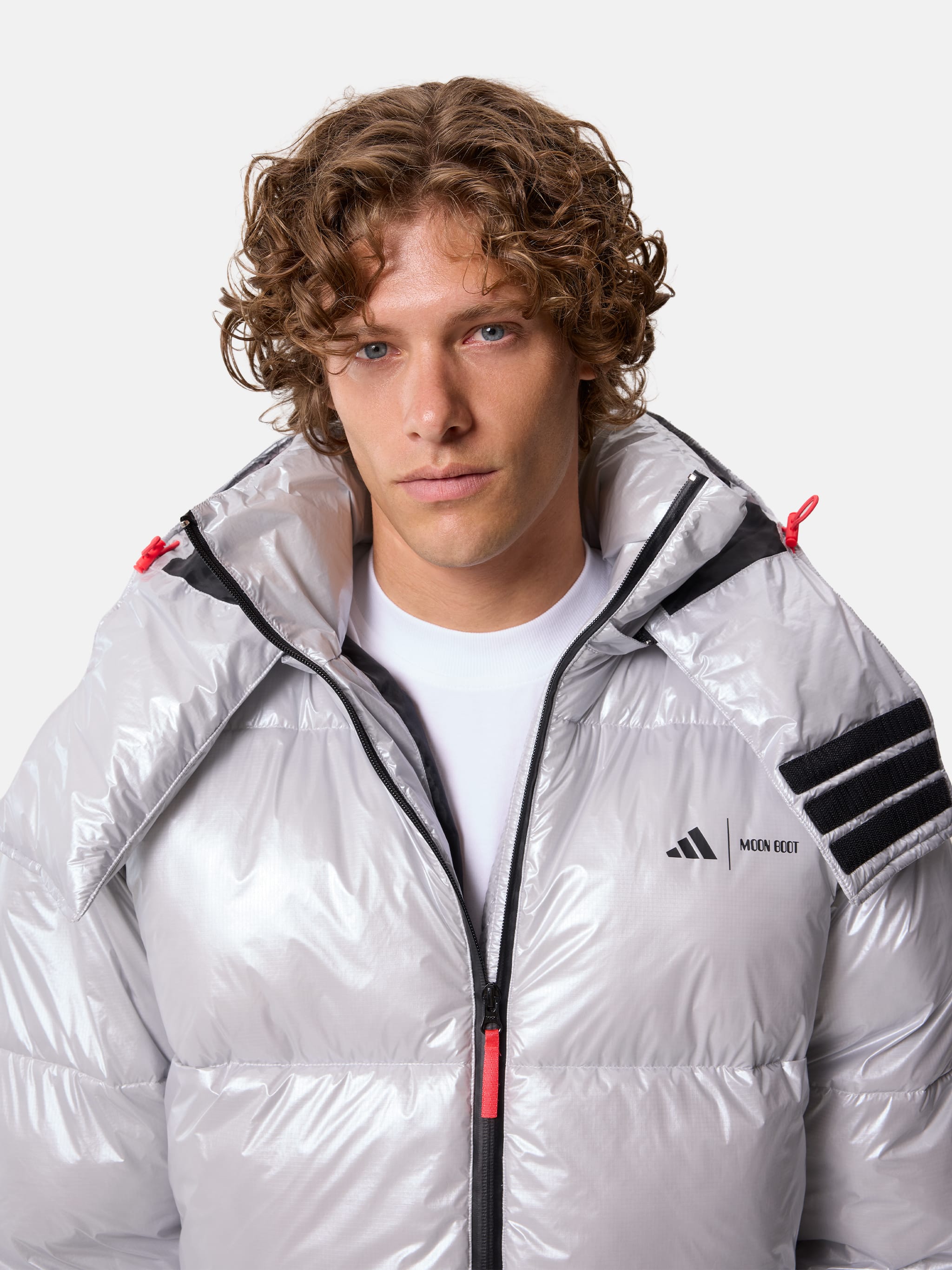 ADIDAS X MOON BOOT SILVER PUFFER JACKET