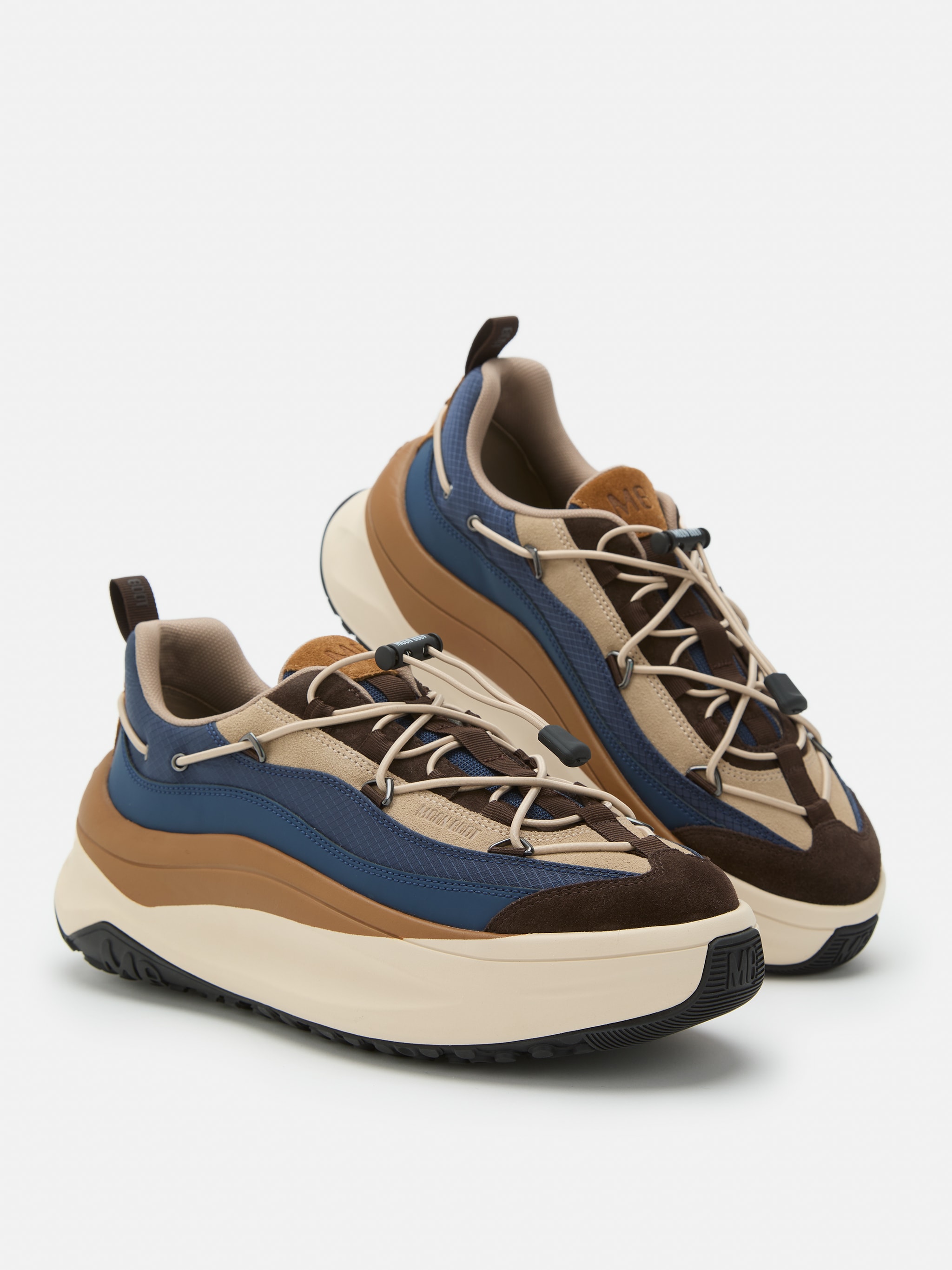MOON247 XLACE NAVY & BROWN SNEAKERS image number 3