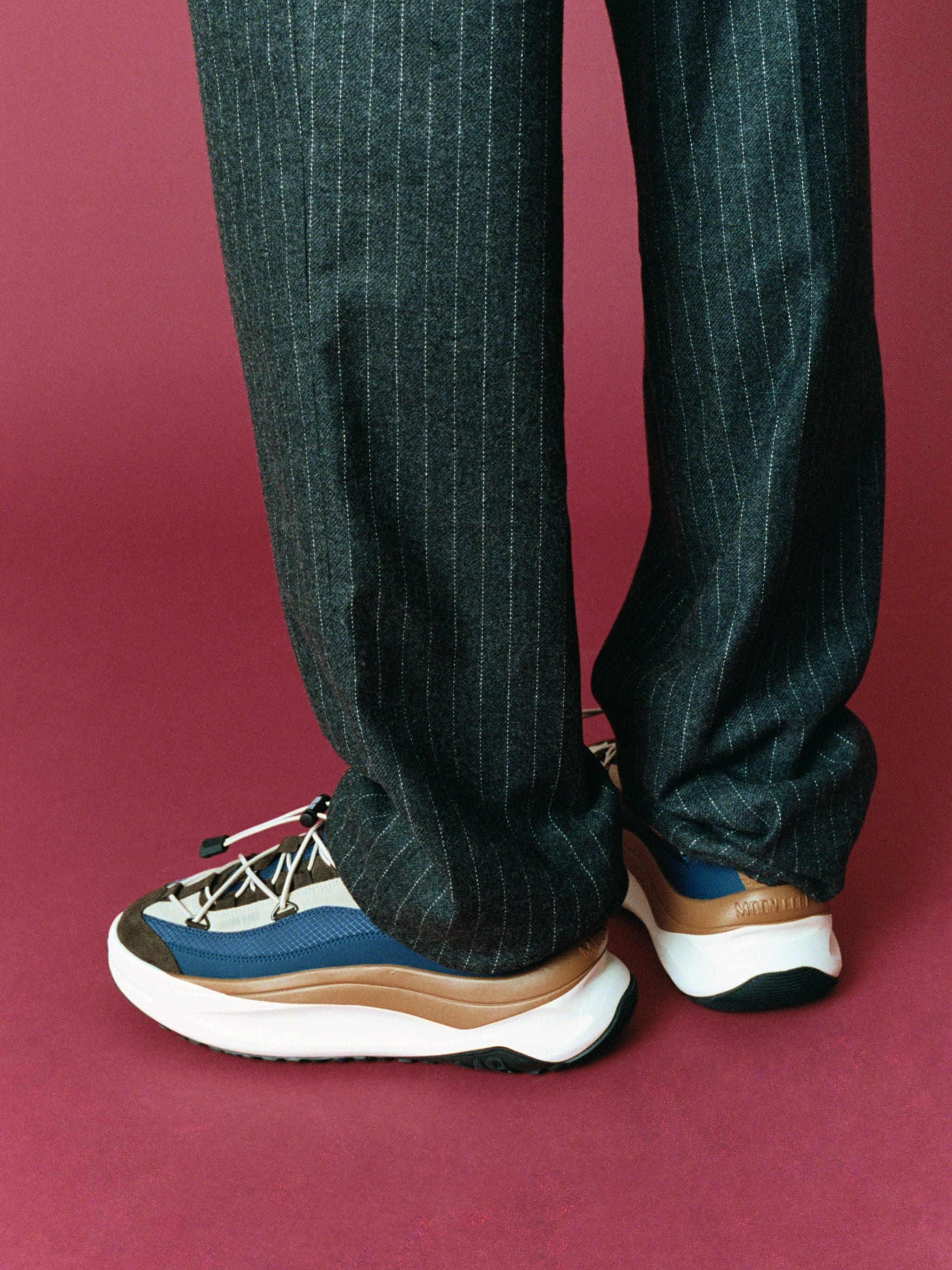 MOON247 XLACE DUNKELBLAUE UND BRAUNE SNEAKERS image number 5