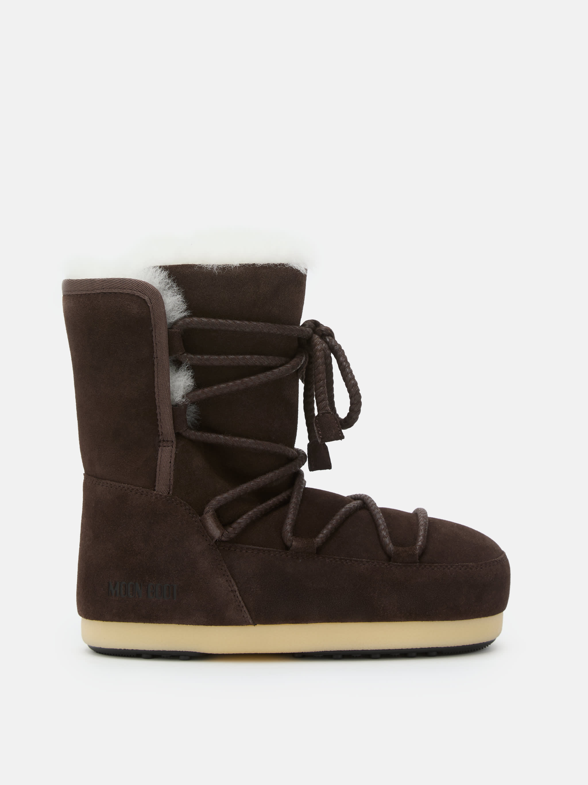 EVX DUNKELBRAUNE STIEFEL AUS VELOURSLEDER UND SHEARLING image number 0