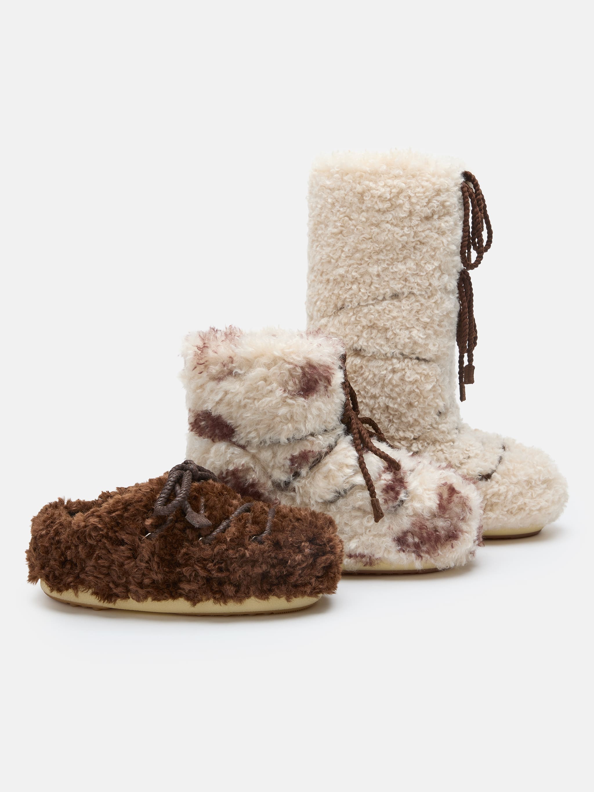 靴 MAISON EUREKA - LAMB FUR MULES /EU38 EVX DARK BROWN CURLY MULES | Moon Boot®